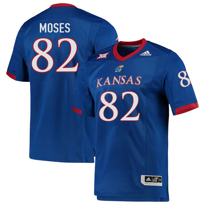 Men #82 Isreal Moses Kansas Jayhawks College Football Jerseys Stitched Sale-Royal